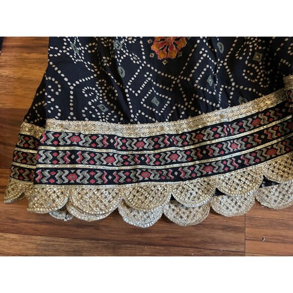 Boho Floral Print Wide Leg Bell Bottom Pants XL Festival Hippie Indie Gypsy Retr - Picture 11 of 12